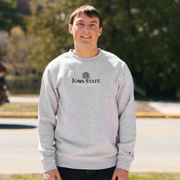 Champion 5 Bar Gray Embroidered Crewneck Sweatshirt SMU